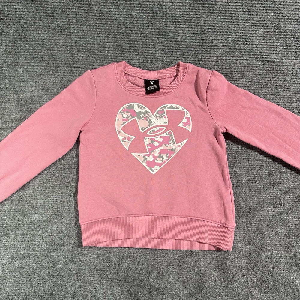 Under Armour Girls Pink Youth Size Large Sweatshirt Hoodie with Penta Heart Logo